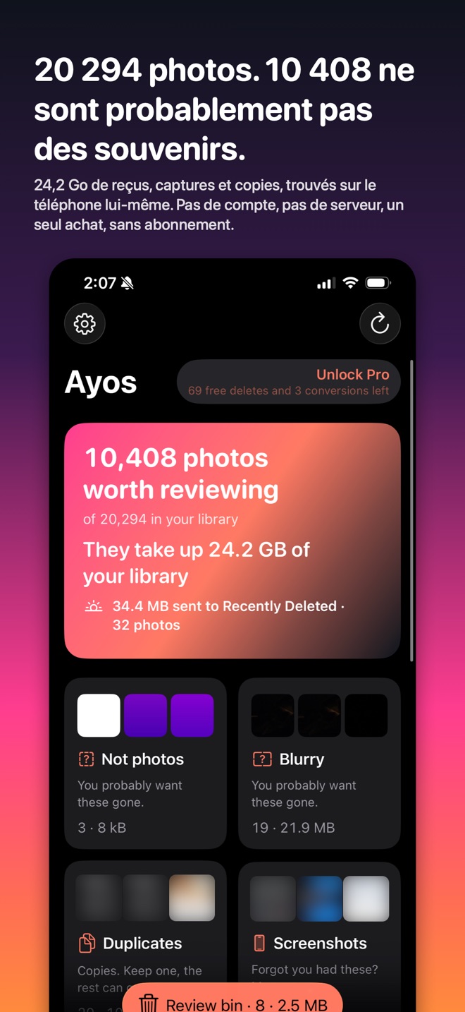 Ayos sur iPhone : sur 20 294 photos, 10 408 ne sont probablement pas des souvenirs