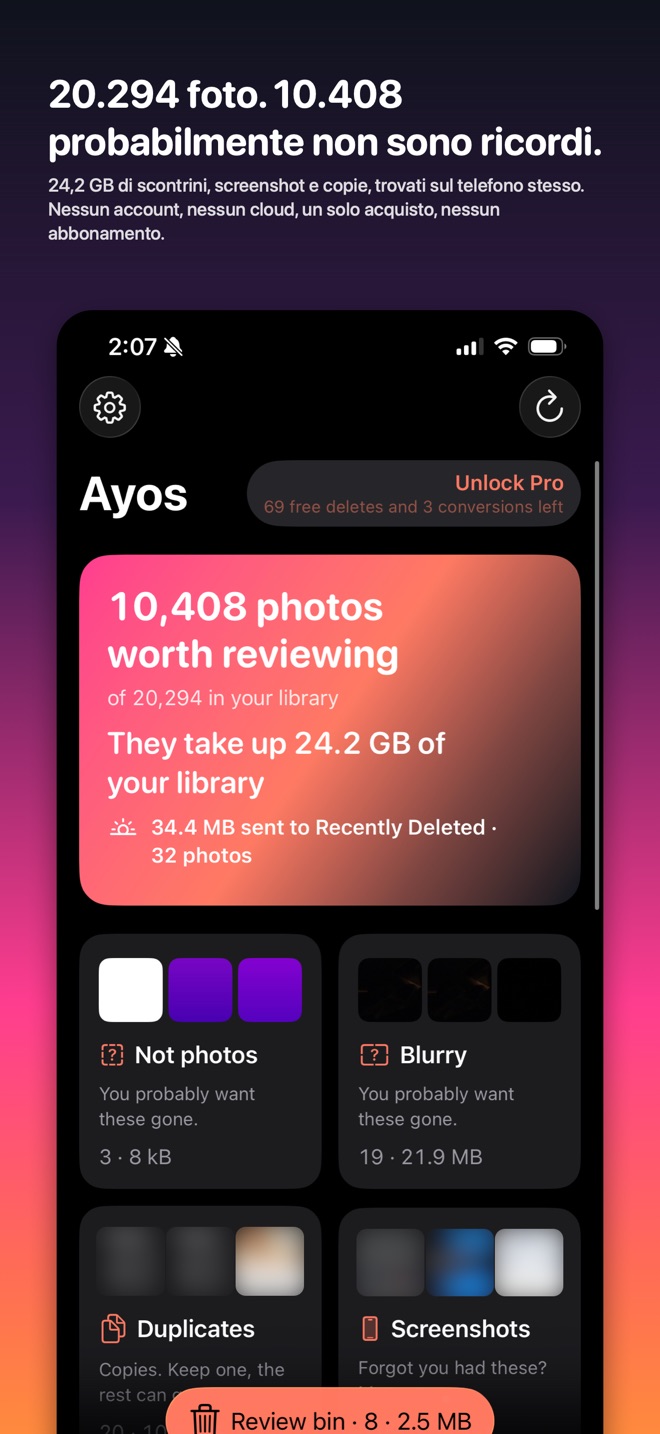 Ayos su iPhone: 10.408 foto su 20.294 probabilmente non sono ricordi